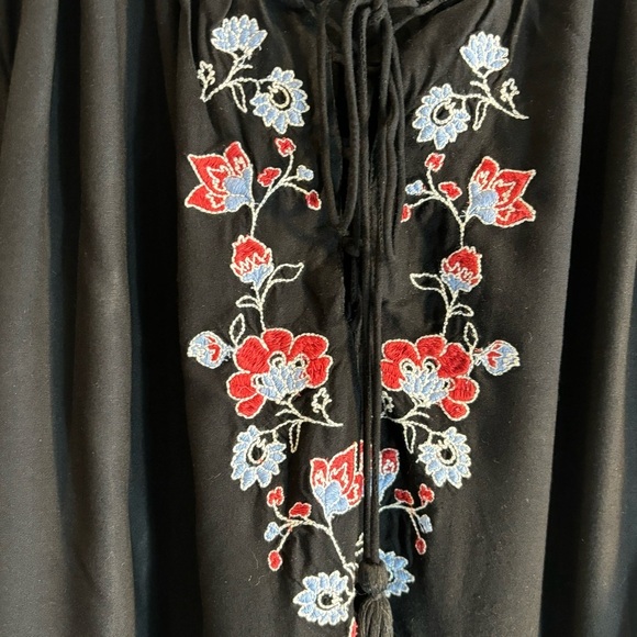 LOVE & LEGEND Sz 14 Tunic Dress Embroidered Floral Tassels Made in India Boho - Picture 2 of 10